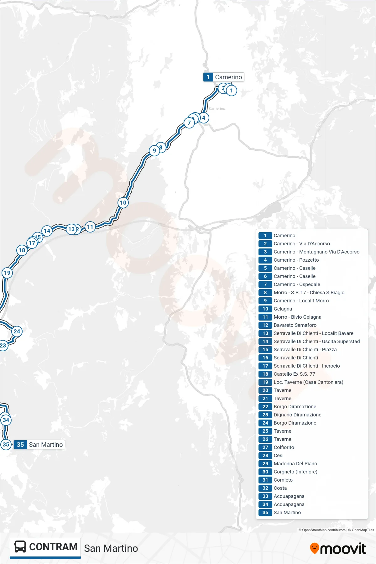 Linea CONTRAM bus (San Martino) - Percorsi e fermate sulla mappa