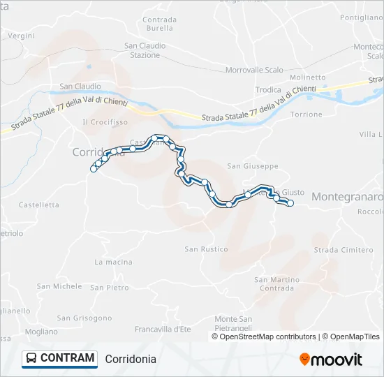 Percorso linea bus CONTRAM