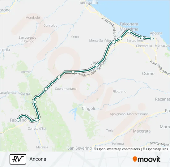 Percorso linea treno RV