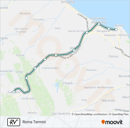 Percorso linea treno RV