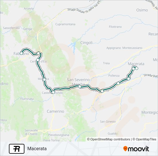 Percorso linea treno R