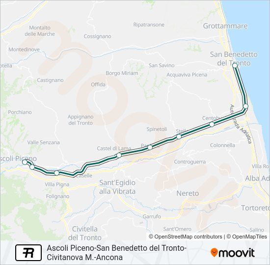 Percorso linea treno R