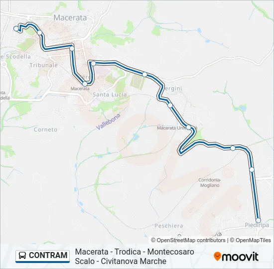 Percorso linea bus CONTRAM