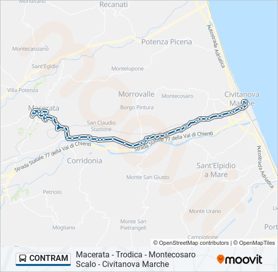 Percorso linea bus CONTRAM