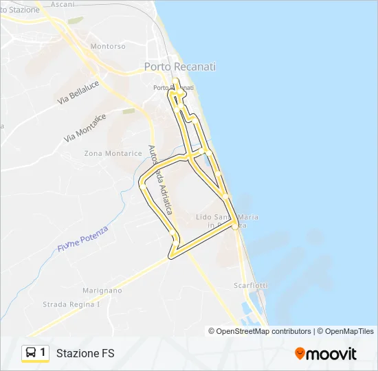 1 Bus Line Map