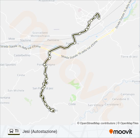 TI bus Line Map