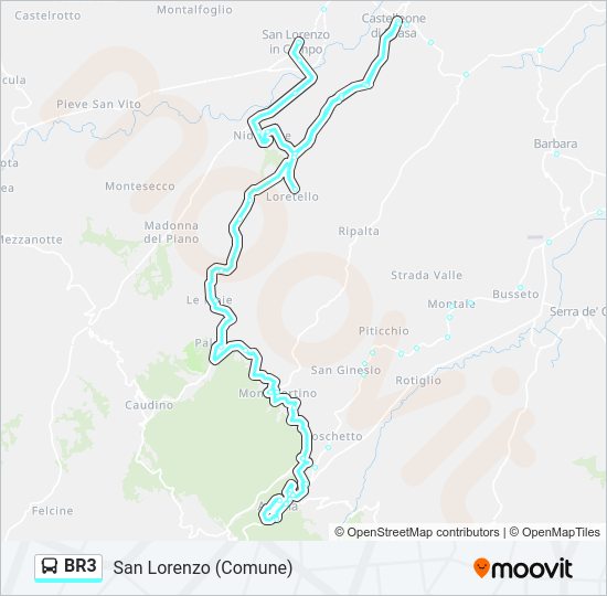 Percorso linea bus BR3