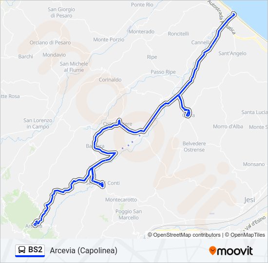 Percorso linea bus BS2