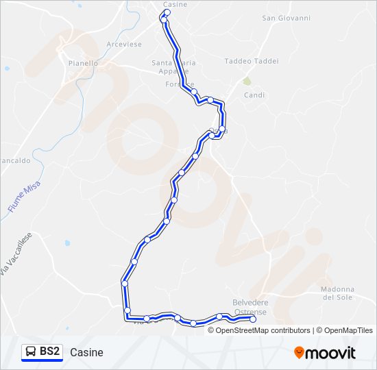Percorso linea bus BS2