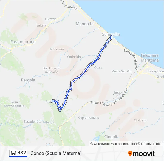 Percorso linea bus BS2