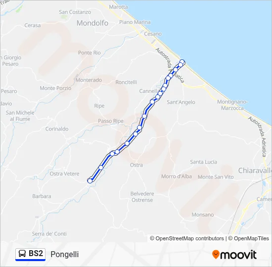 Percorso linea bus BS2