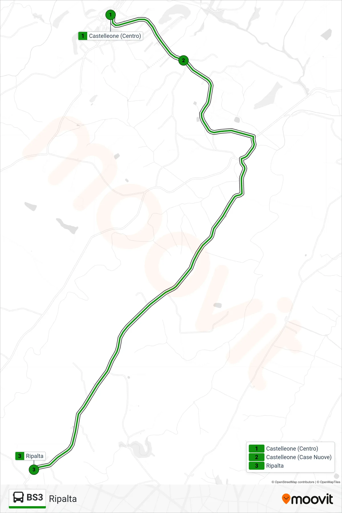 Linea BS3  bus (Ripalta) - Percorsi e fermate sulla mappa