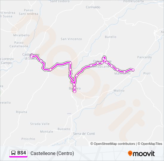 Percorso linea bus BS4