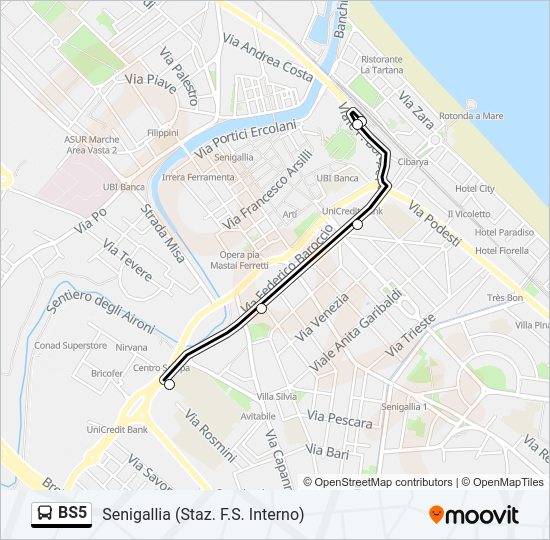 Percorso linea bus BS5