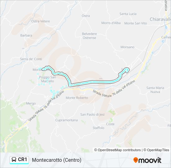 Percorso linea bus CR1