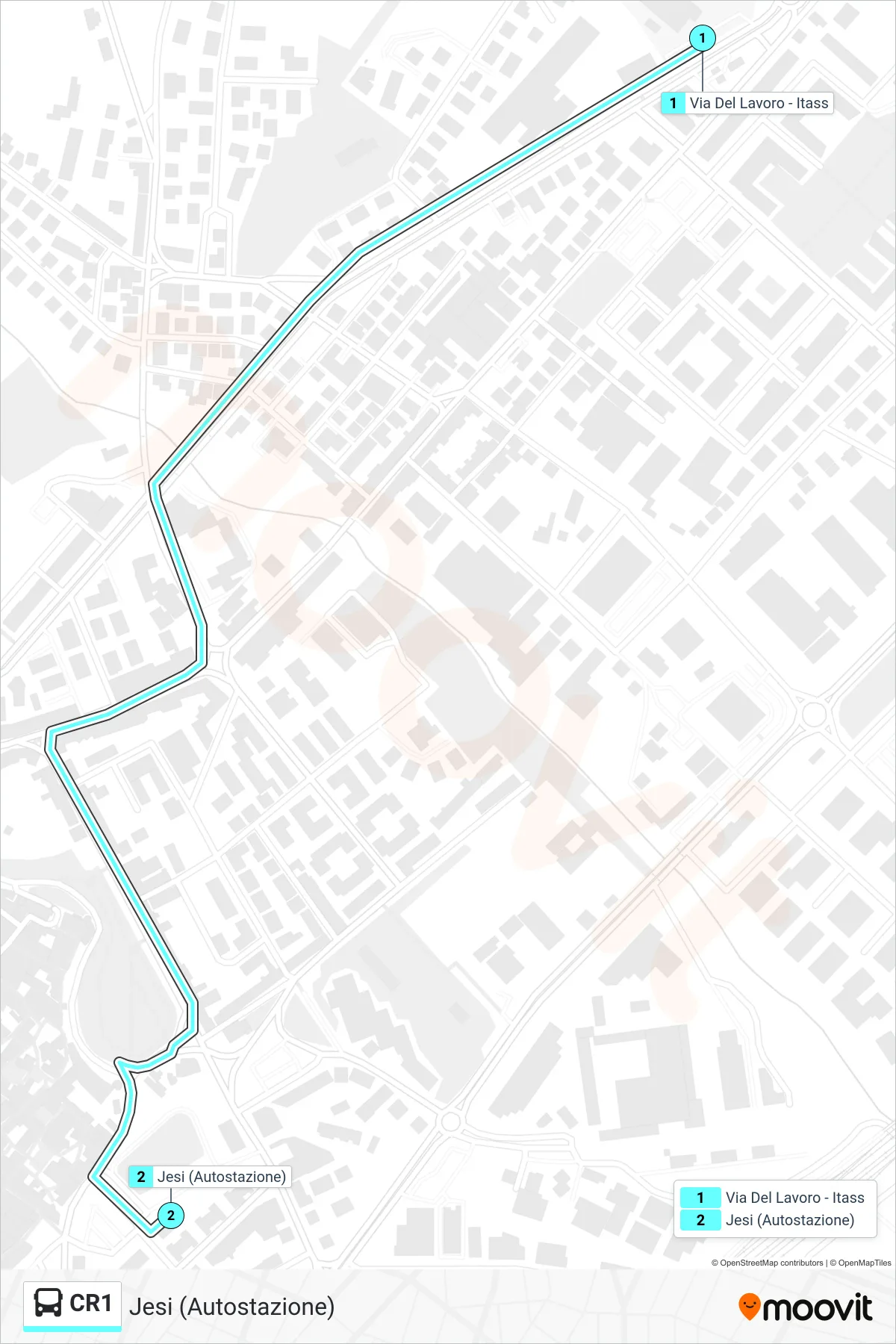 Linea CR1 bus (Jesi (Autostazione)) - Percorsi e fermate sulla mappa