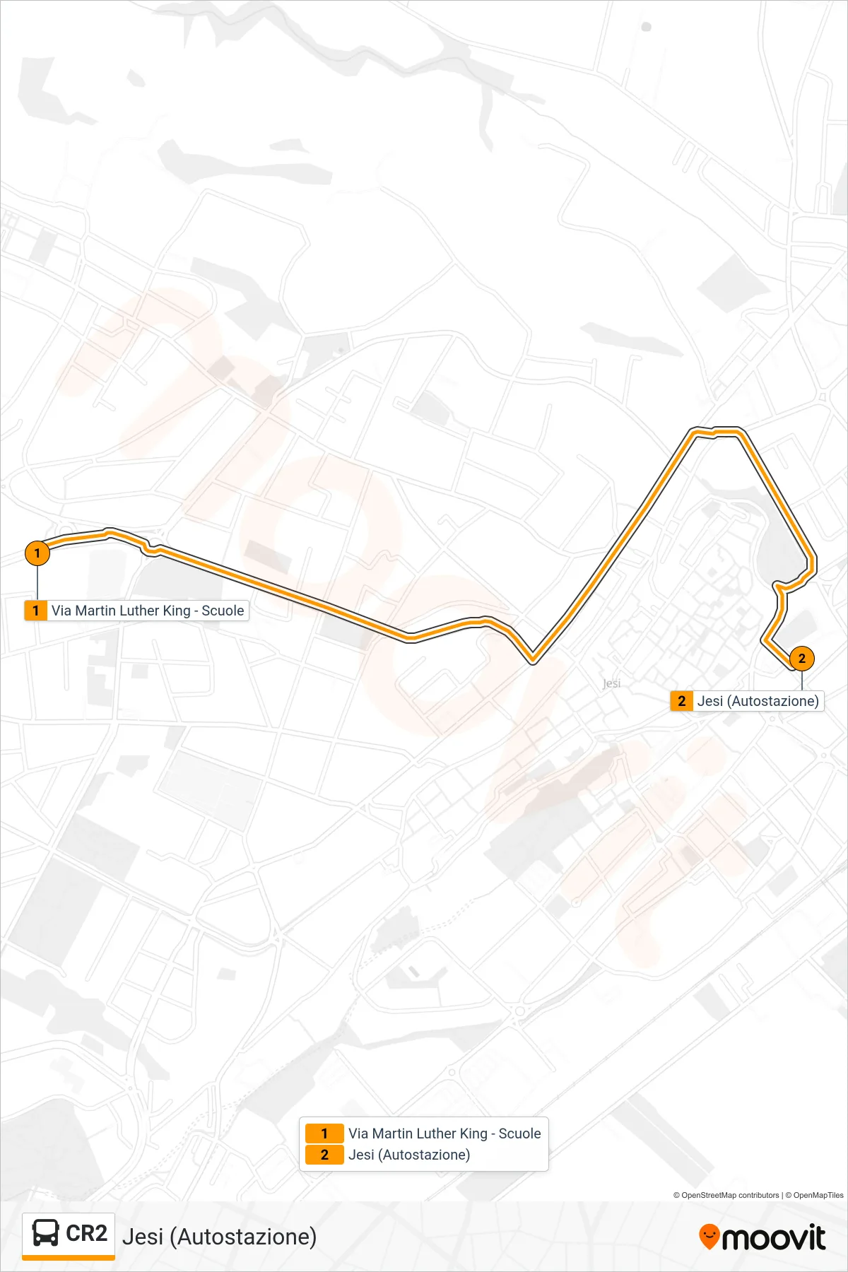 Linea CR2  bus (Jesi (Autostazione)) - Percorsi e fermate sulla mappa