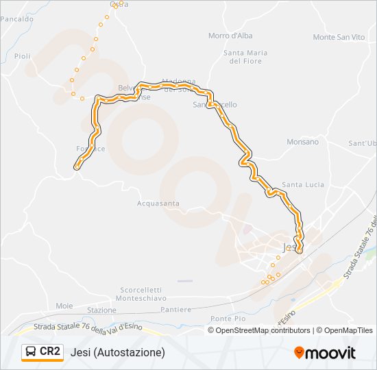 Percorso linea bus CR2