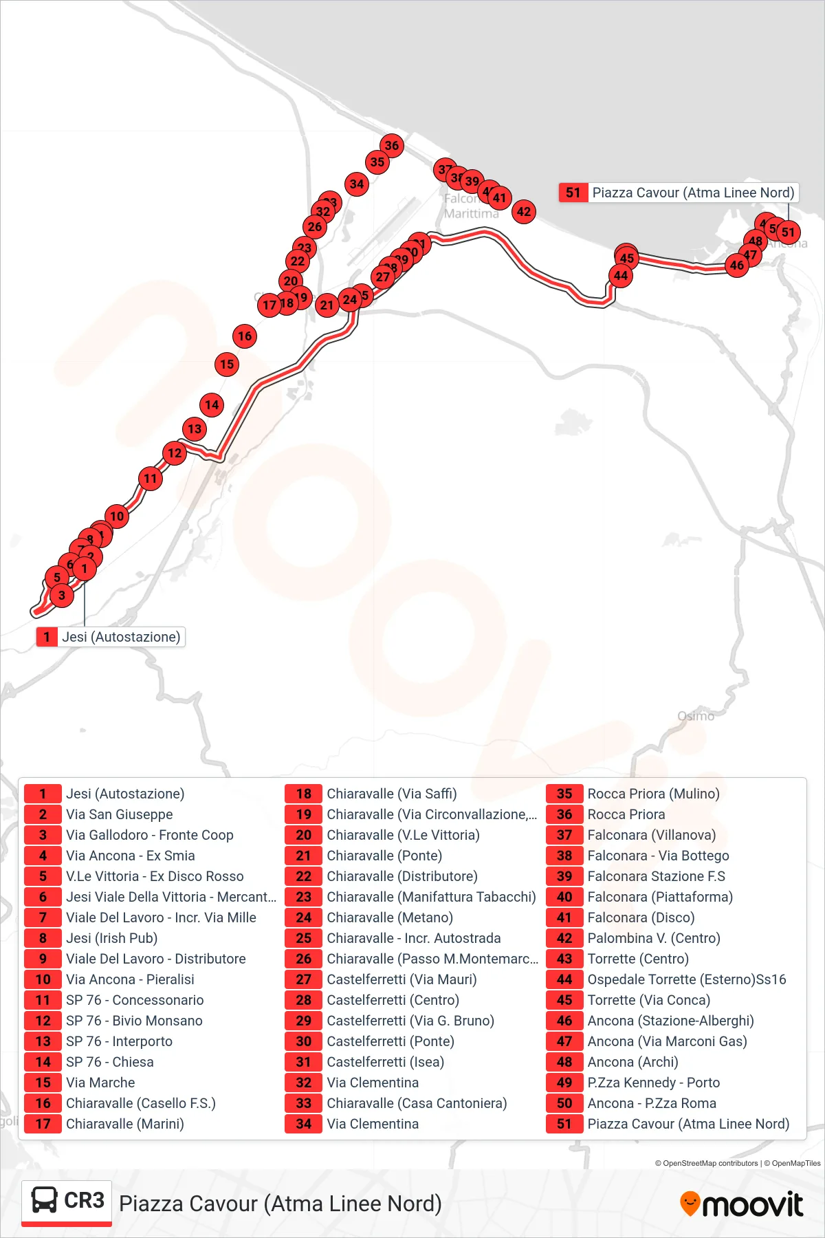 Linea CR3  bus (Piazza Cavour (Atma Linee Nord)) - Percorsi e fermate sulla mappa