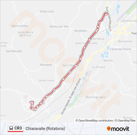 Percorso linea bus CR3