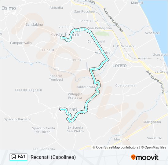 Percorso linea bus FA1