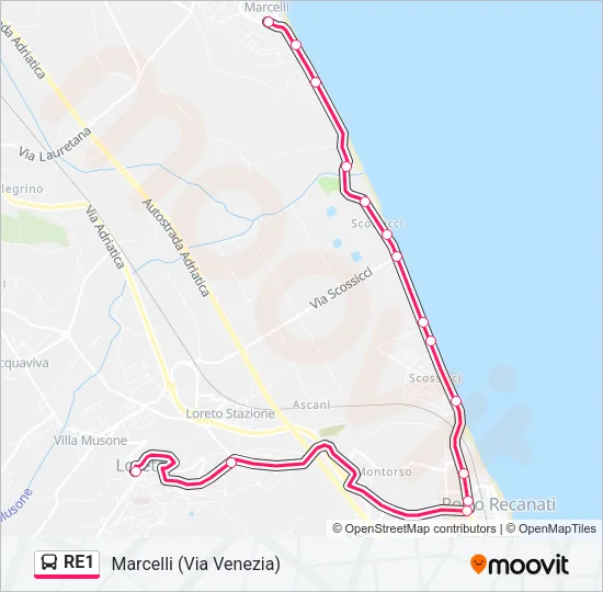 RE1 Bus Line Map