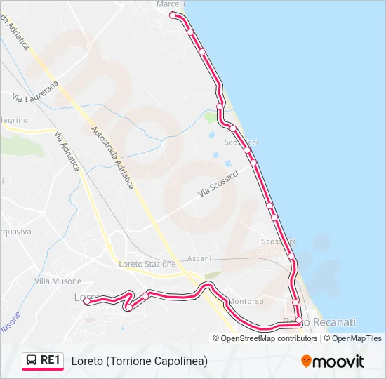 RE1 Bus Line Map