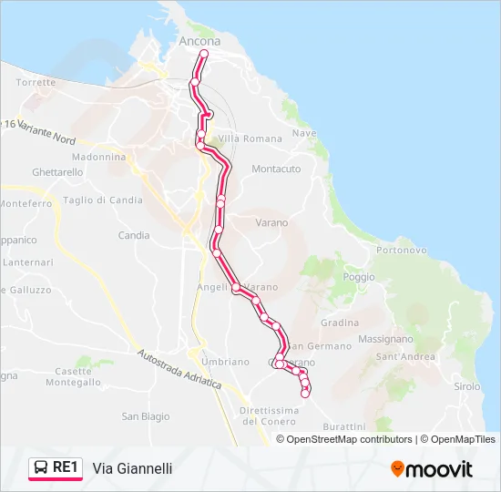 RE1 Bus Line Map