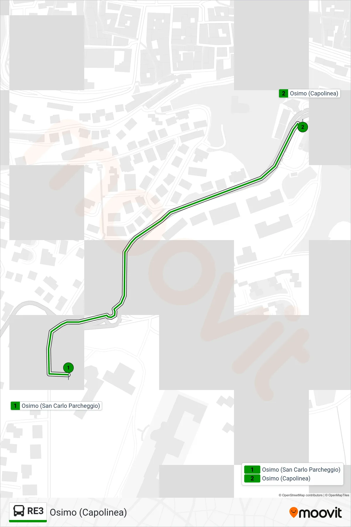 Linea RE3  bus (Osimo (Capolinea)) - Percorsi e fermate sulla mappa