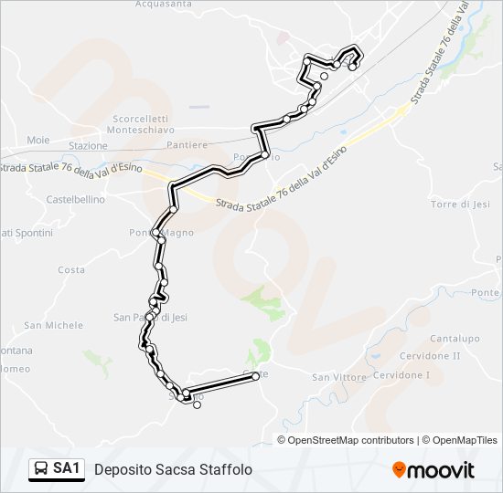 Percorso linea bus SA1