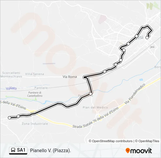 Percorso linea bus SA1