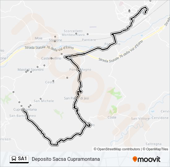 Percorso linea bus SA1