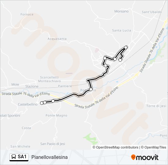 Percorso linea bus SA1