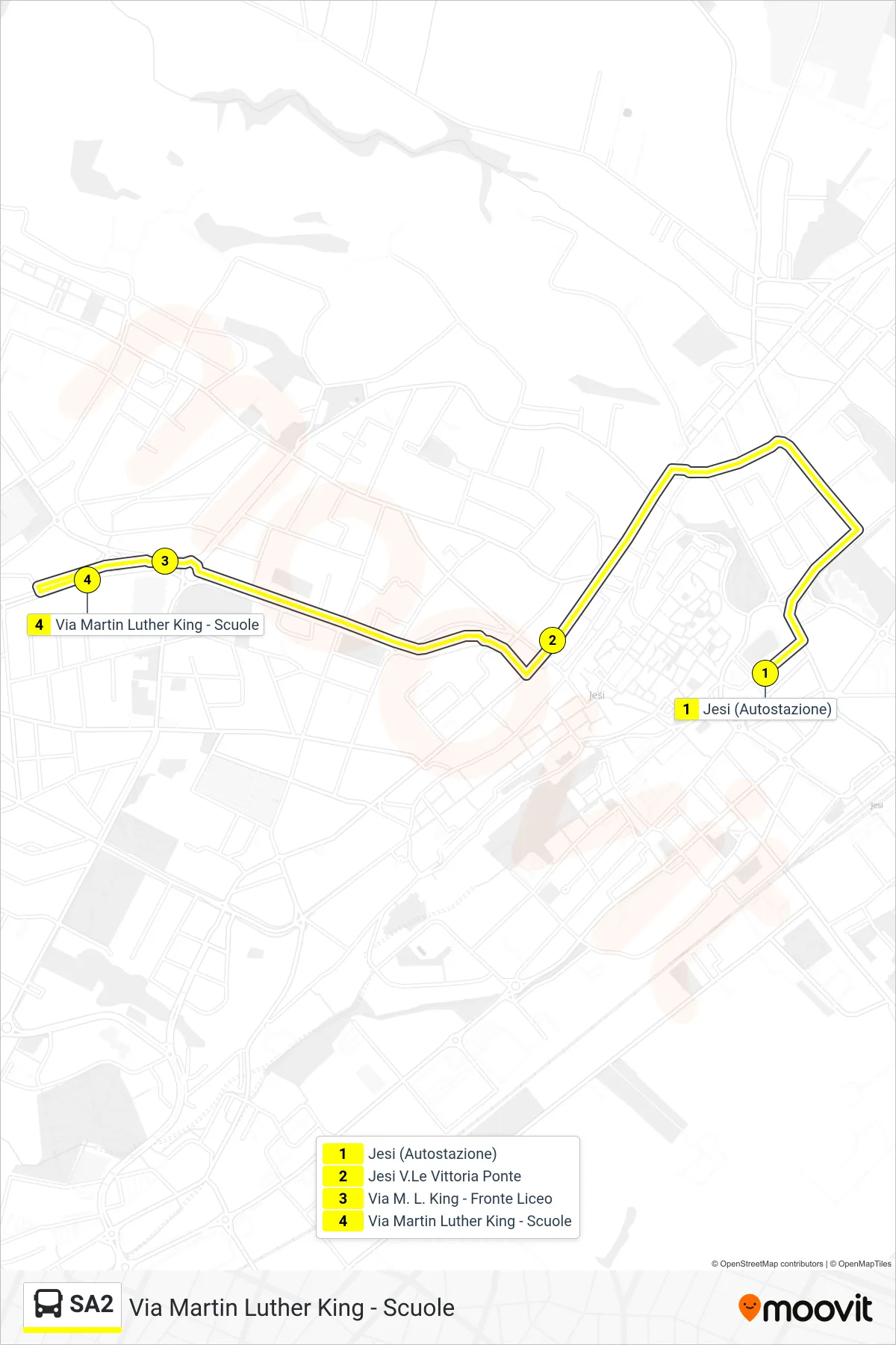 Linea SA2  bus (Via Martin Luther King - Scuole) - Percorsi e fermate sulla mappa