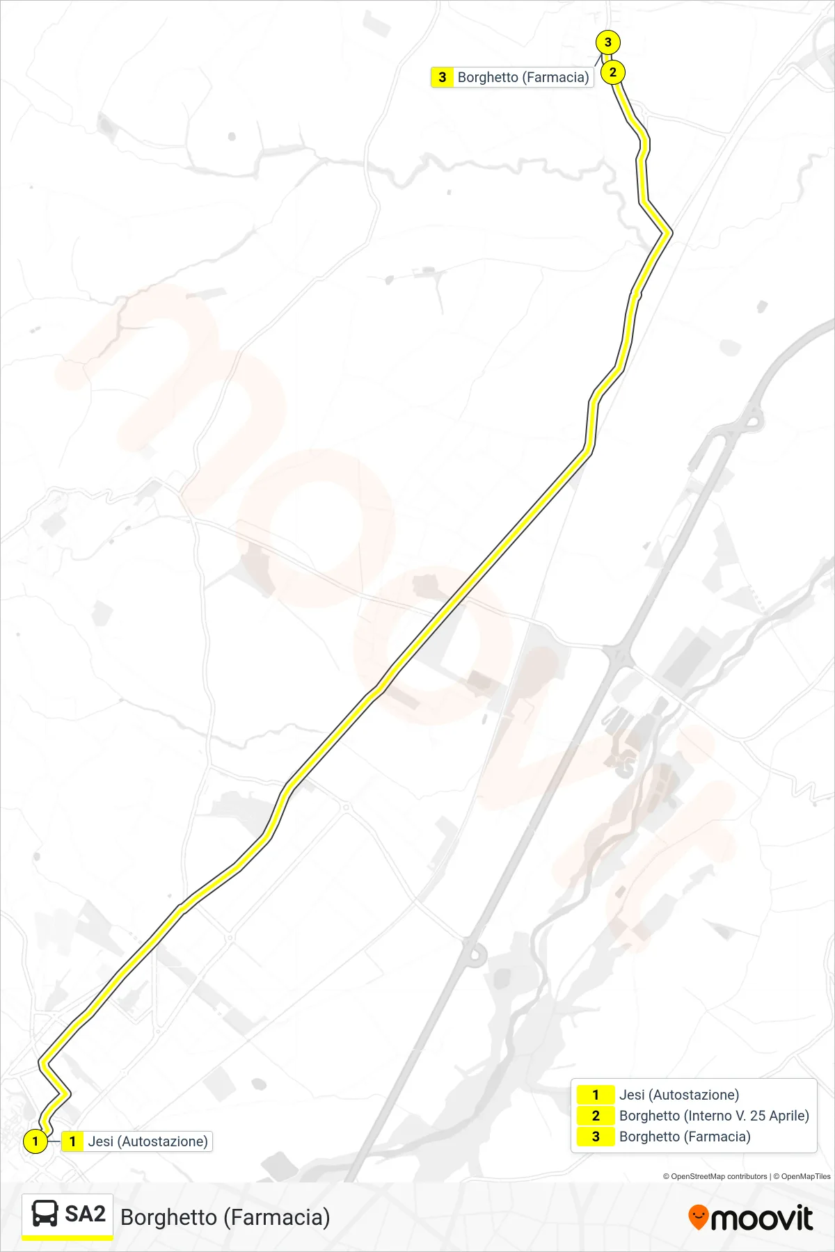 Linea SA2 bus (Borghetto (Farmacia)) - Percorsi e fermate sulla mappa