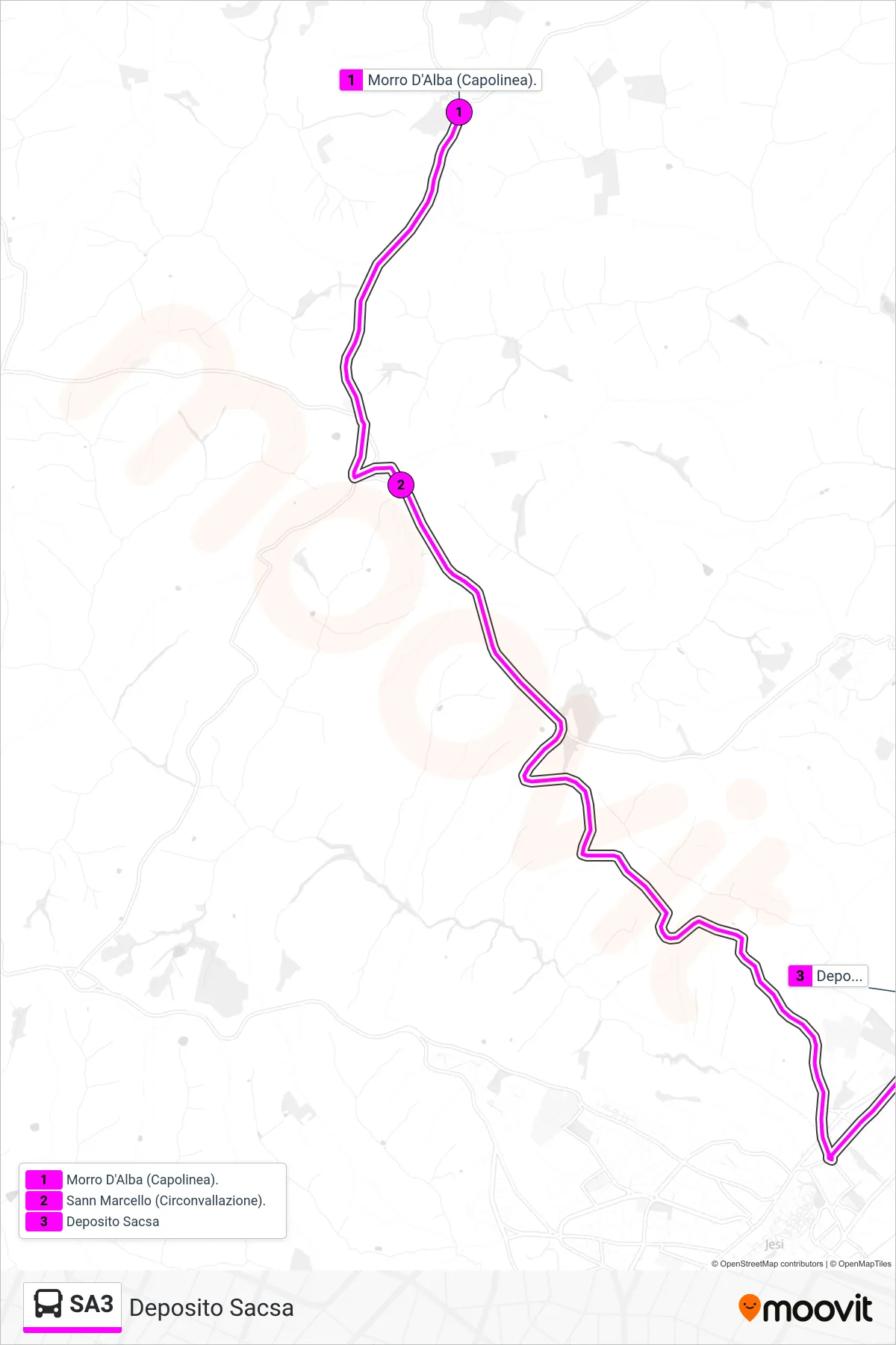 Linea SA3 bus (Deposito Sacsa) - Percorsi e fermate sulla mappa