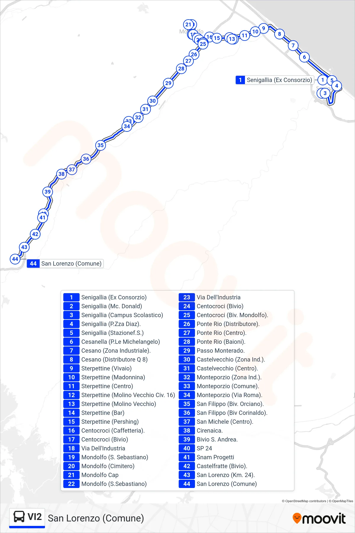 Linea VI2 bus (San Lorenzo (Comune)) - Percorsi e fermate sulla mappa