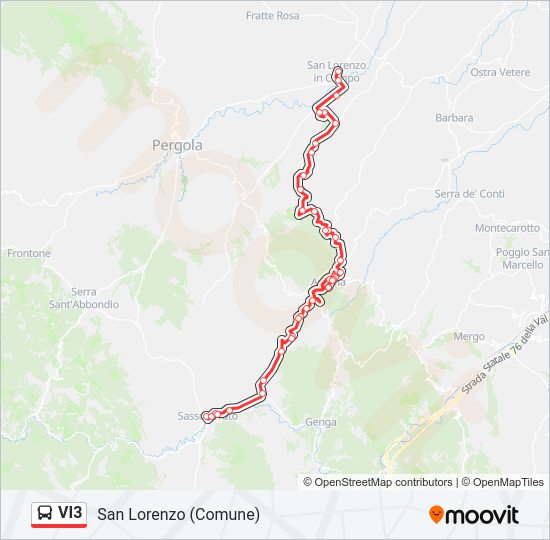 Percorso linea bus VI3