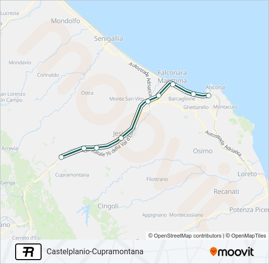 Percorso linea treno R