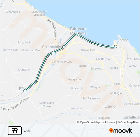 Percorso linea treno R