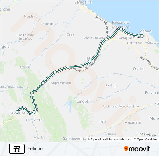 Percorso linea treno R