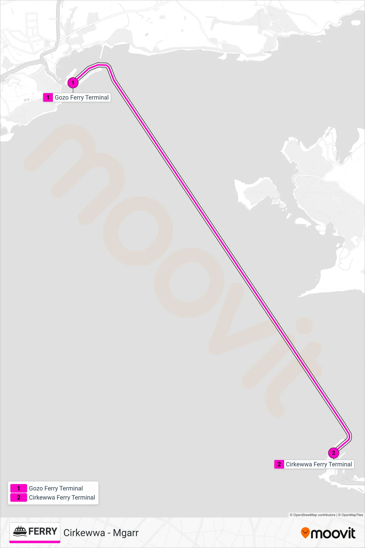 Linea FERRY  navigazione (Ċirkewwa) - Percorsi e fermate sulla mappa