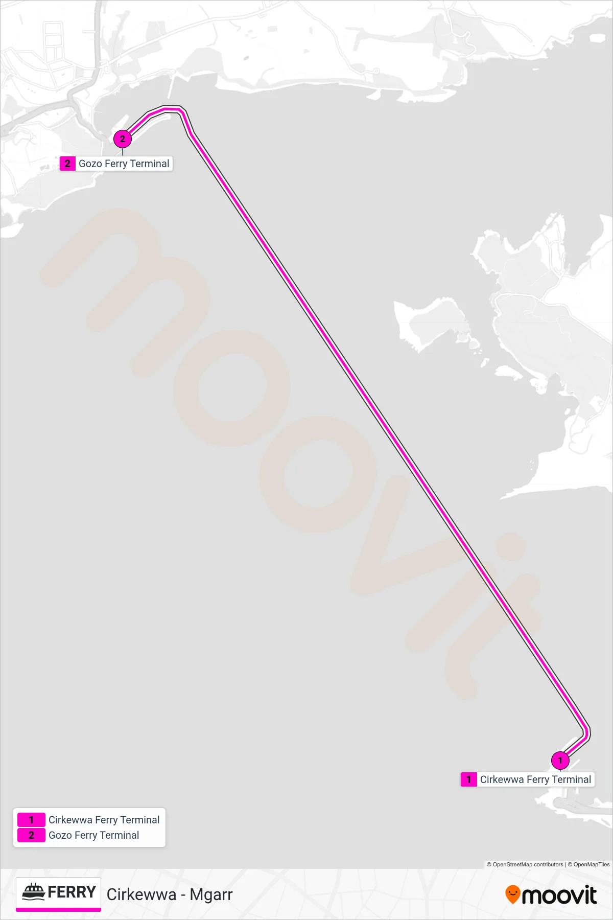 Linea FERRY navigazione (Mgarr) - Percorsi e fermate sulla mappa