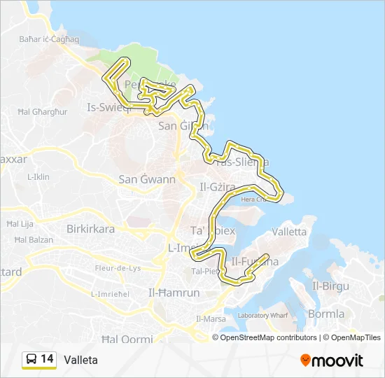 Percorso linea bus 14