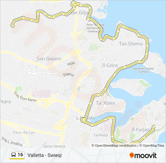 16 Bus Line Map