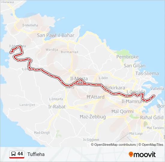 44 Bus Line Map