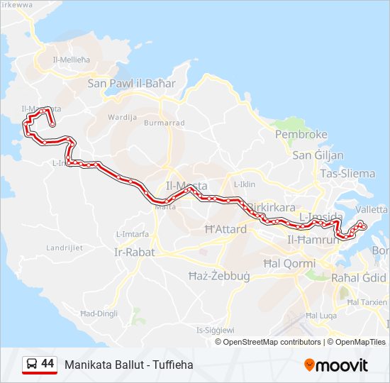 44 bus Line Map