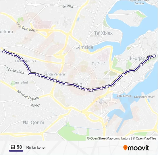 Percorso linea bus 58