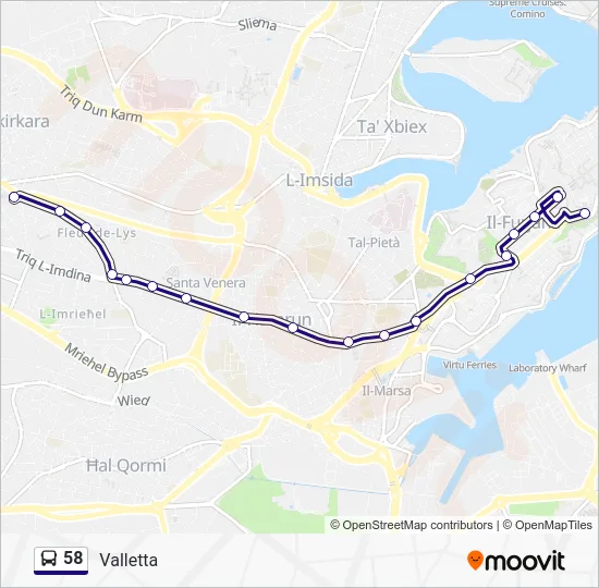 Percorso linea bus 58