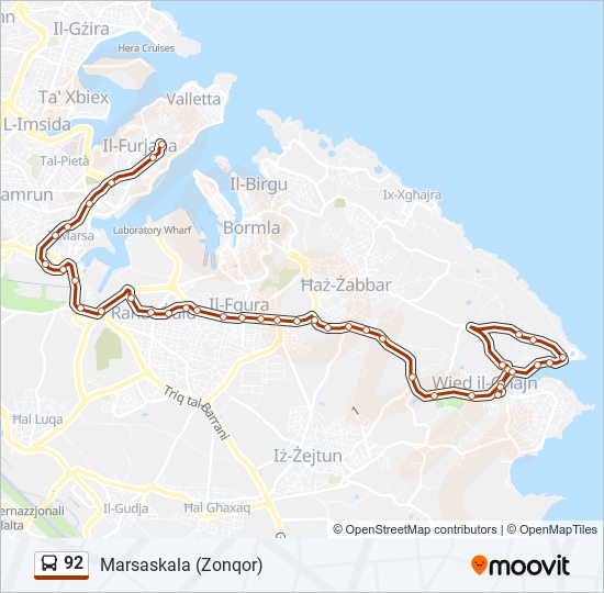 Percorso linea bus 92